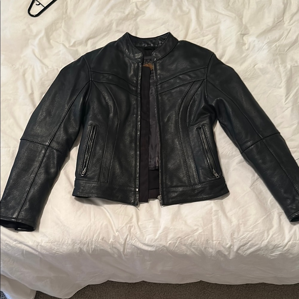 Women's Black Leather Motorcycle Jacket